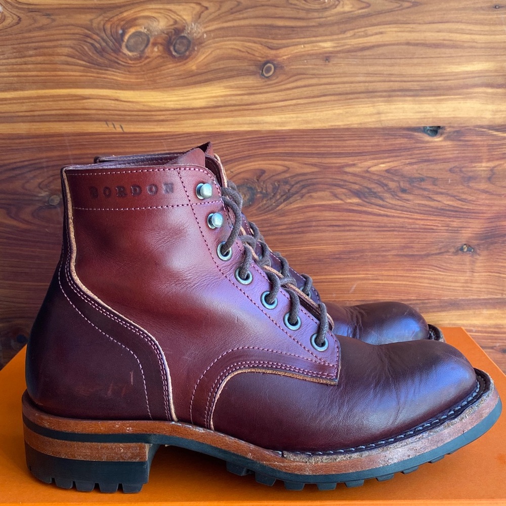 SOLD - Bordon Handmade Boots- Wanes, Burgundy Latigo, Size 6